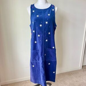 Vintage QUACKER FACTORY Embroidered Star Sleeveless Velvet Jum Dress—SZ. Small